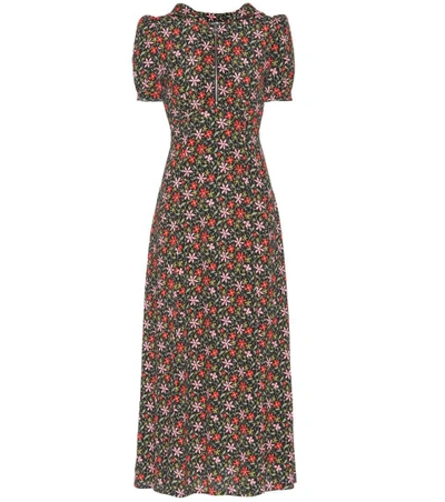 Alexa Chung Woman Floral-print Crepe Hooded Midi Dress Black In - Main Image
