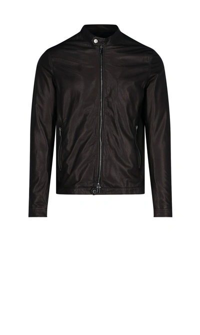 Tagliatore Men's  Black Leather Outerwear Jacket