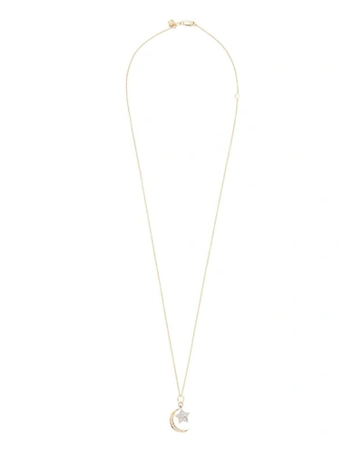 Sydney Evan Moon And Star Diamond Necklace In Gold