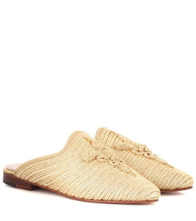 Carrie Forbes Safi Raffia Backless Loafers In Gold