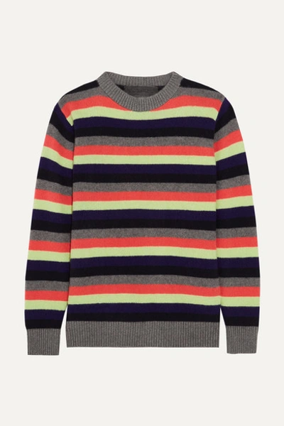 The Elder Statesman Striped Cashmere Sweater In Gray