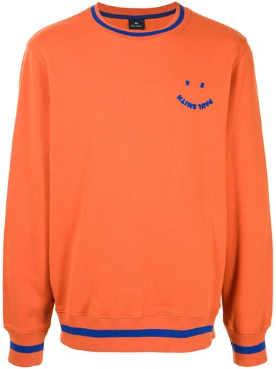 Ps By Paul Smith Ps Paul Smith Happy Crewneck Sweatshirt In Orange