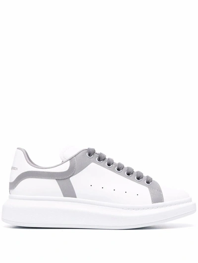Alexander Mcqueen Oversize Sneakers In Leather With Contrasting Inserts In White