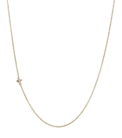 Sydney Evan Tiny Cross 14kt Gold And Diamond Necklace In No
