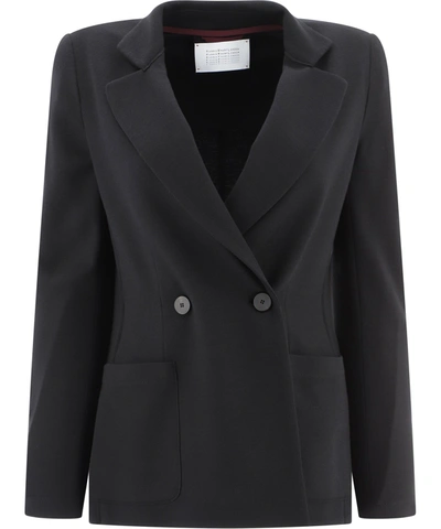 Harris Wharf London Soft Double-breasted Blazer In Black