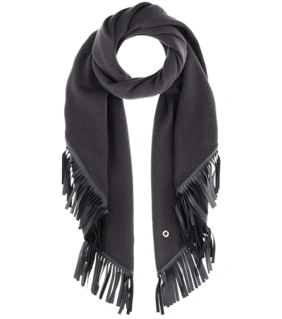 Loro Piana Semicircle Cashmere And Leather Scarf In Llack