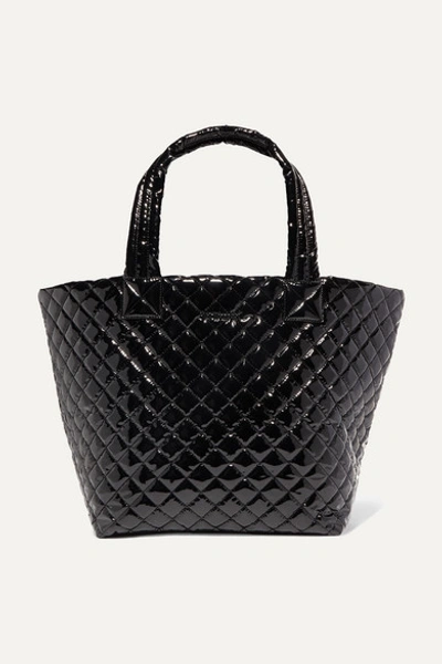 Mz Wallace Metro Medium Quilted Vinyl Tote In Black Lacquer/black
