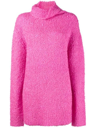 Sies Marjan Large Neck Knit Sweater In Pink/purple