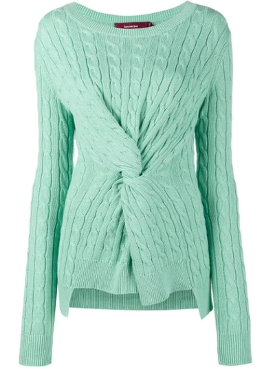 Sies Marjan Zoe Decorative-knot Cable-knit Cotton Sweater In Green