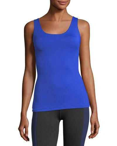 Monreal London Victory Scoop-neck Fitted Performance Tank In Blue