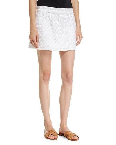 Vita Kin Strawberry Field Embroidered Linen Miniskirt In White