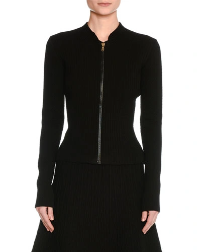 Tomas Maier Quilted Zip-front Cardigan In Black