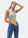 Michael Stars Hillary Ribbed Turtleneck Tank In Brown
