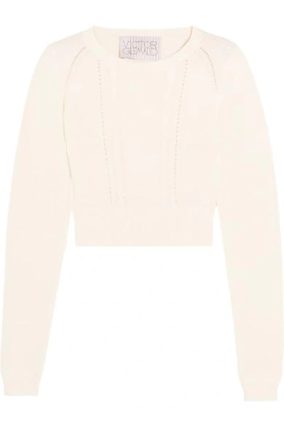 Victor Glemaud Cropped Open-back Cotton And Cashmere-blend Sweater In White