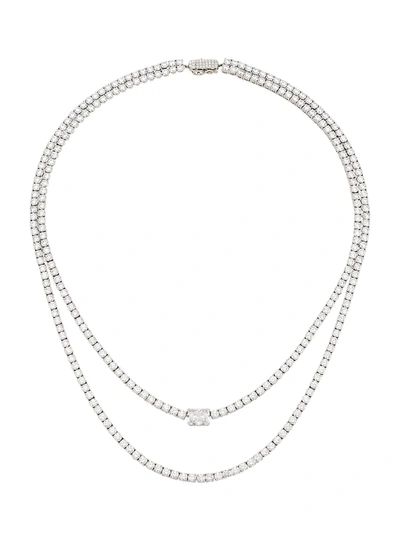 Adriana Orsini Women's Stunner 18k White-gold-plated & Cubic Zirconia Layered Necklace In Rhodium