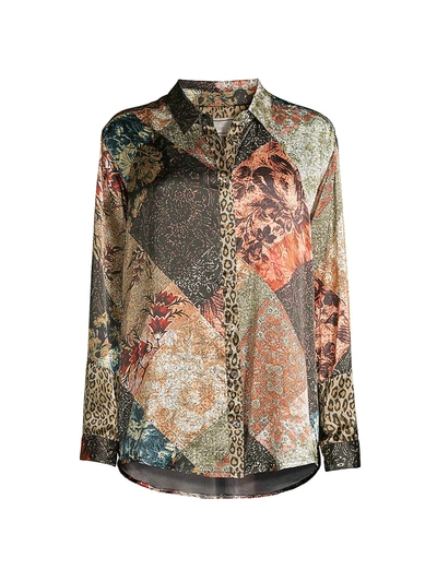 Johnny Was Mabel Printed Velvet-back Shirt In Neutral