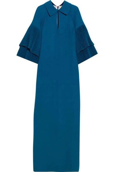 Merchant Archive Pleated Wool-crepe Gown