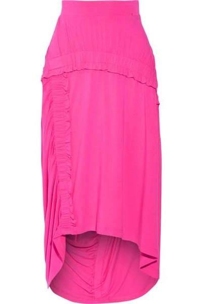 Preen Line Sandy Ruffled Stretch-jersey Midi Skirt In Bright Pink