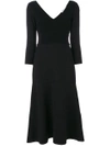 Agnona Lana Double Stretch Knit Round Circle Midi Dress In Black