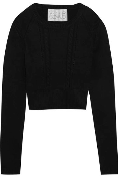 Victor Glemaud Cropped Open-back Cotton And Cashmere-blend Sweater In Black