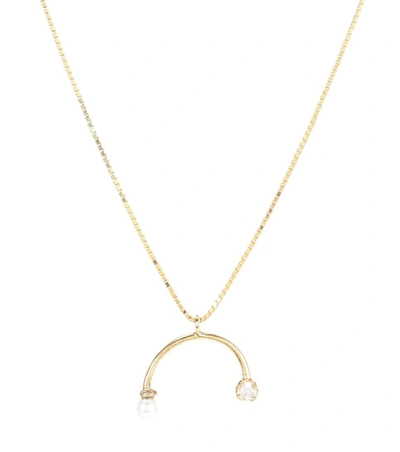 Loren Stewart Rainbow 14kt Gold, Pearl And White Sapphire Necklace In No