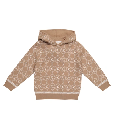 Chloé Kids' Sweatshirt With All-over Logo In Jacquard In Beige
