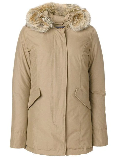Woolrich Feather Hooded Coat In Neutrals