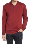 Bugatchi Woven Long-sleeve Polo Shirt In Bordeaux