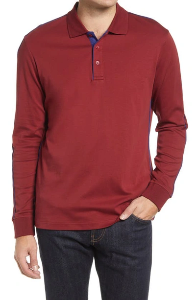 Bugatchi Woven Long-sleeve Polo Shirt In Bordeaux