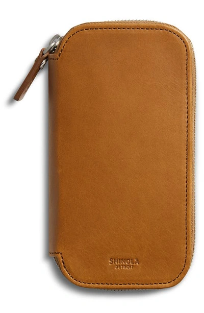 Shinola Men's Vachetta Leather Travel Watch Case In Tan