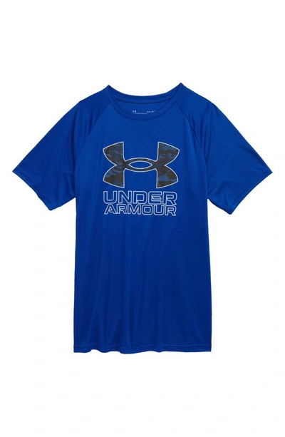Under Armour Kids' Ua Tech™ Hybrid Performance Graphic Tee In Royal