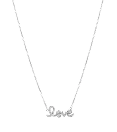 Sydney Evan Small Love 14 Kt White Gold And Diamond Necklace In No