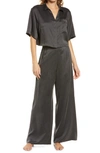 Lunya Washable Silk High Rise Pant Set In Immersed Black