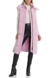 Avec Les Filles Hooded Longline Puffer Vest In Peony