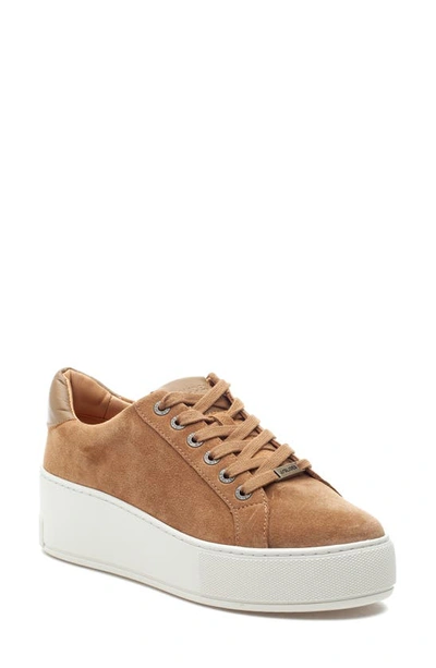 Jslides Maya Platform Sneaker In Cognac Sue