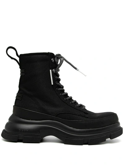 Both Chunky Lace-up Sneaker Boots In Black