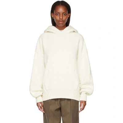 Fear Of God Off-white Wool Knit Hoodie In 107 Cream | ModeSens