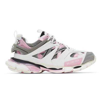 Balenciaga White & Pink Track Sneakers In 9041 Wht/pi