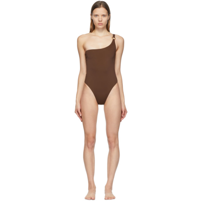 Louisa Ballou Ssense Exclusive Brown New One-piece Swimsuit In Dark Brown