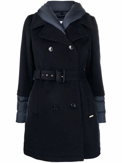 Woolrich Kuna Quilted-finish Trench Coat In Black