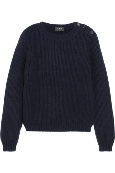 Apc Joelle Button-detailed Ribbed Wool-blend Sweater