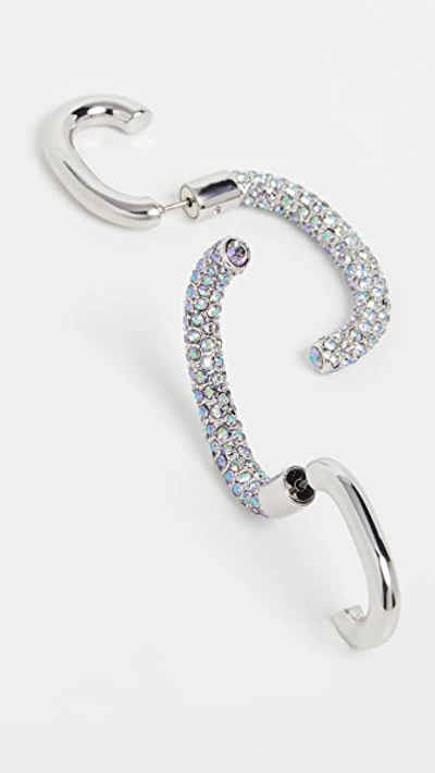 Demarson Pave Crystal Encrusted Convertible Luna Earrings In Silver