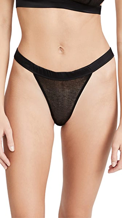 Kiki De Montparnasse Ribbed Intime Thong In Black