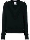 Barrie Romantic Timeless Cashmere V Neck Pullover In Black