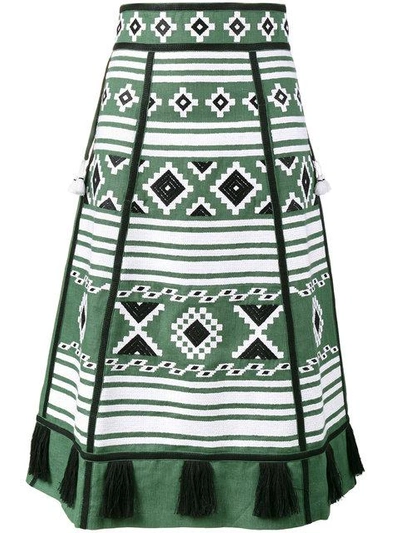 Vita Kin Croatia Embroiderd A-line Skirt In Green
