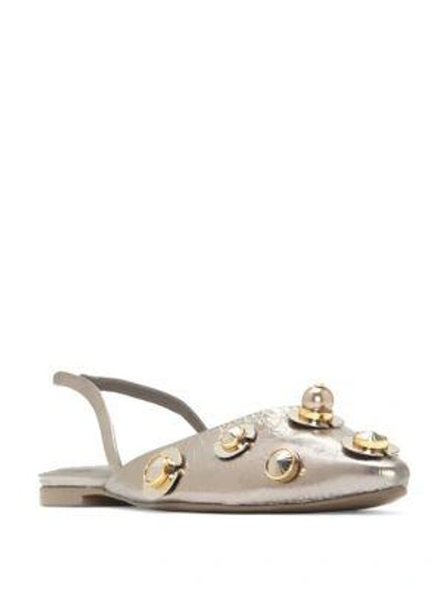 Mercedes Castillo Avelina Embellished Pointy Toe Flat In Pewter