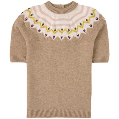 Moncler Babies' Knit Dress With Contrasting Details In Cream