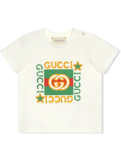 Gucci Babies' Ivory T-shirt For Kids With Logos In White