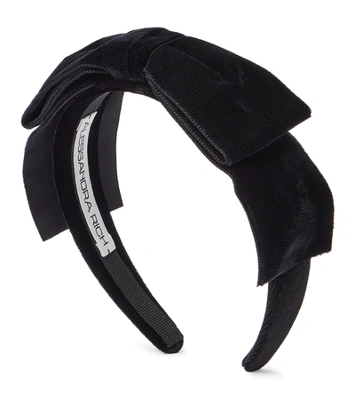 Alessandra Rich Velvet Bow Detail Hairband In Black