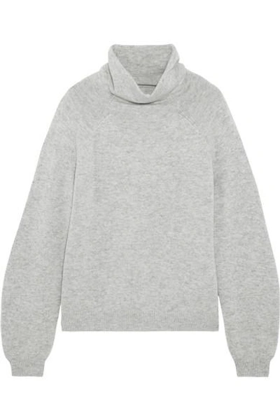 Allude Balloon Sleeve Cashmere Turtleneck Sweater In Light Grey